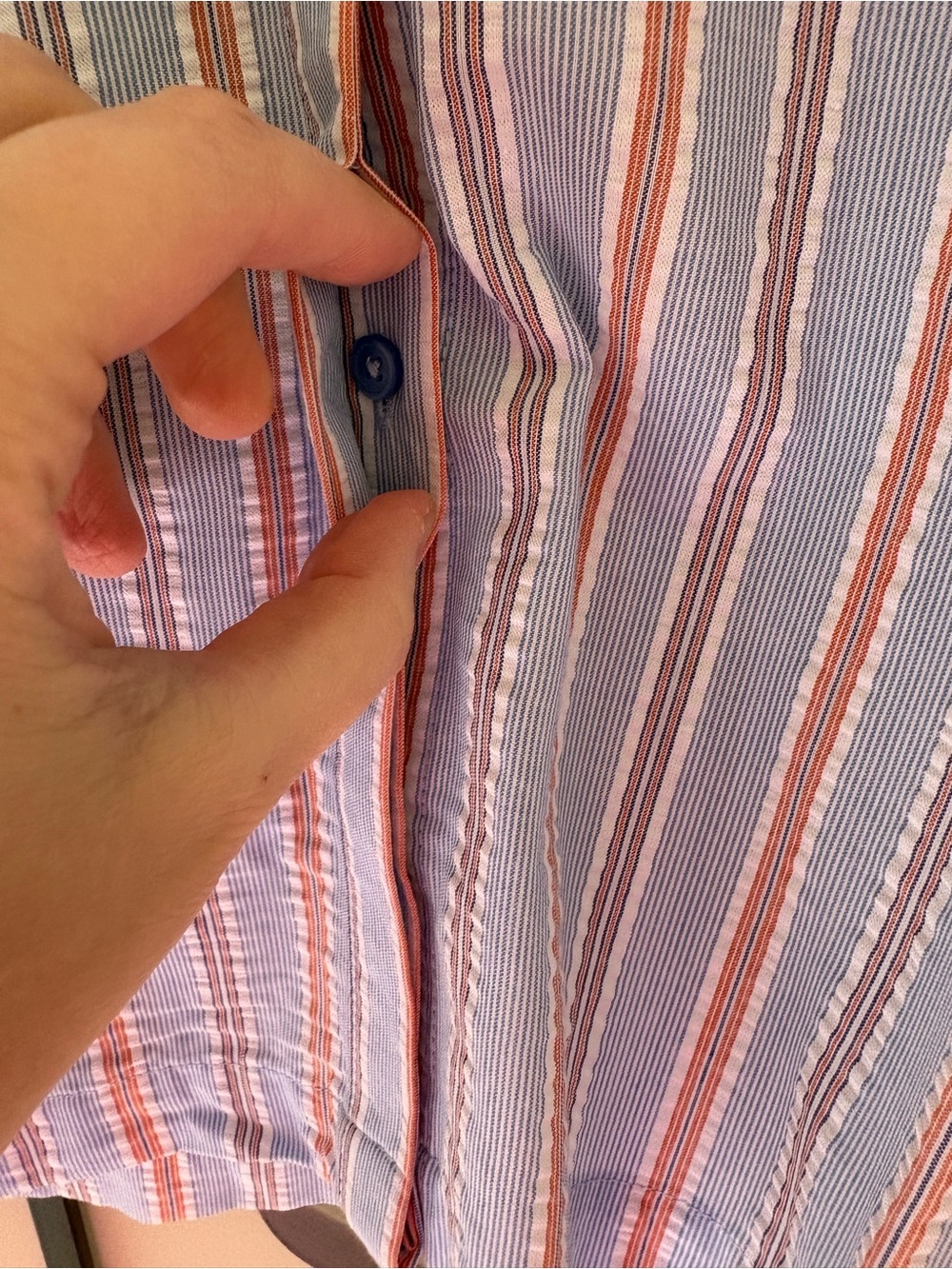 Nanette Lepore Blue, White & Orange Striped Button-Down Shirt - Picture 5 of 14